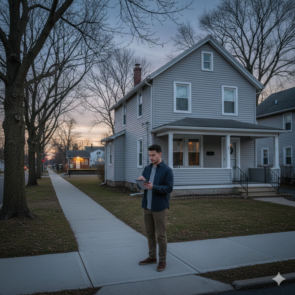 Gen Z home buyers Passaic County exploring a modest starter home in a transit accessible neighborhood