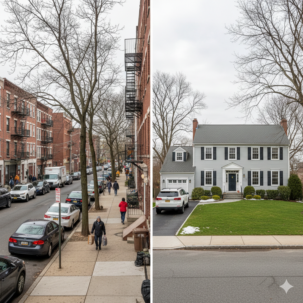 Hyper-local Passaic County real estate comparison showing urban housing demand in Clifton and Paterson versus selective suburban homebuyer trends in Wayne and Little Falls in 2026.