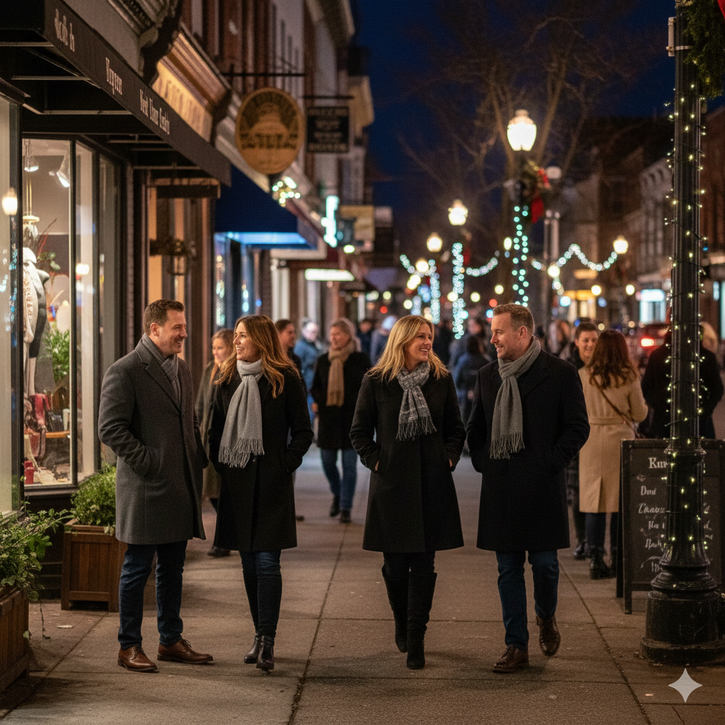 Couples and friends enjoying New Year’s Eve celebrations in Bergen County New Jersey