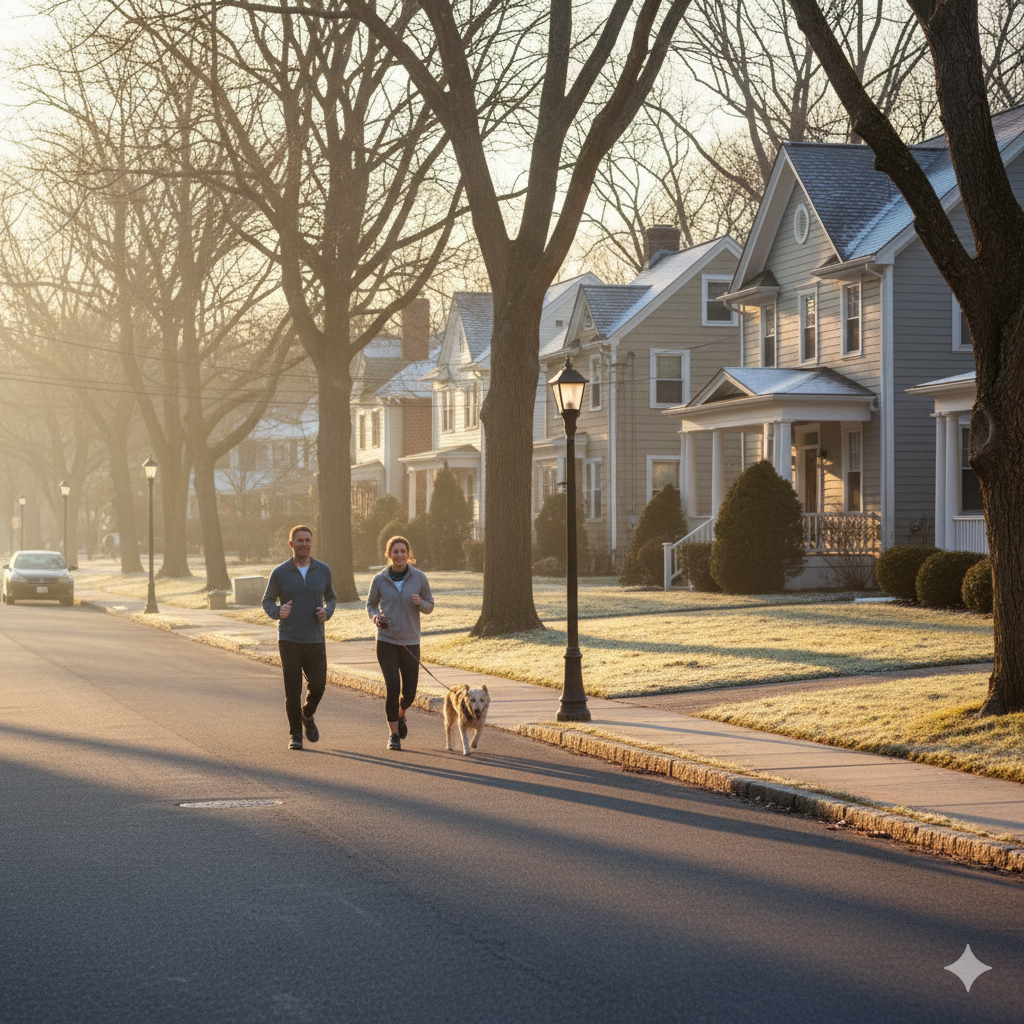 Peaceful Bergen and Passaic County neighborhood at the start of a new year