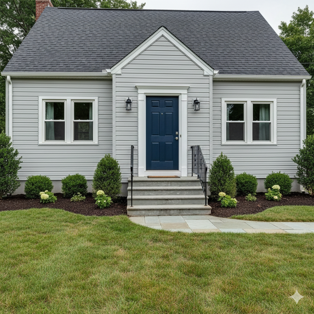 South Hackensack NJ home exterior with strong curb appeal, featuring neat landscaping, fresh front door, and well-maintained entry