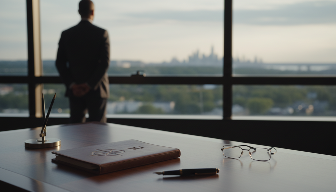 Estate executor reviewing probate documents and luxury home listing for selling inherited property in New Jersey during an inherited estate sale