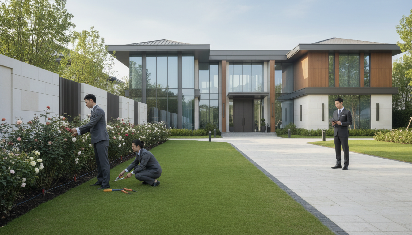 Preparing estate home for sale in Franklin Lakes, professionals handling inherited home preparation, landscaping, and luxury estate property management in New Jersey