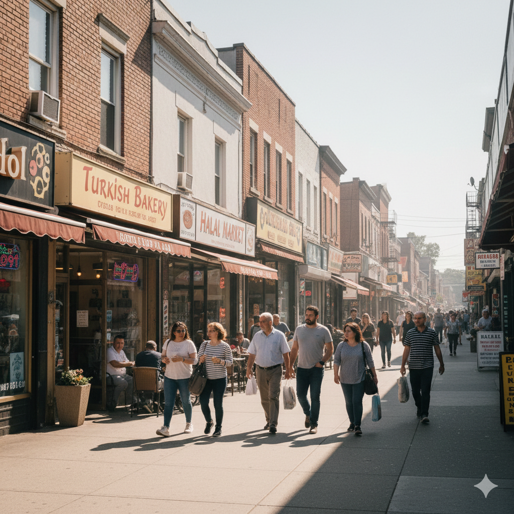South Paterson NJ neighborhood known as Little Istanbul with walkable streets and local businesses