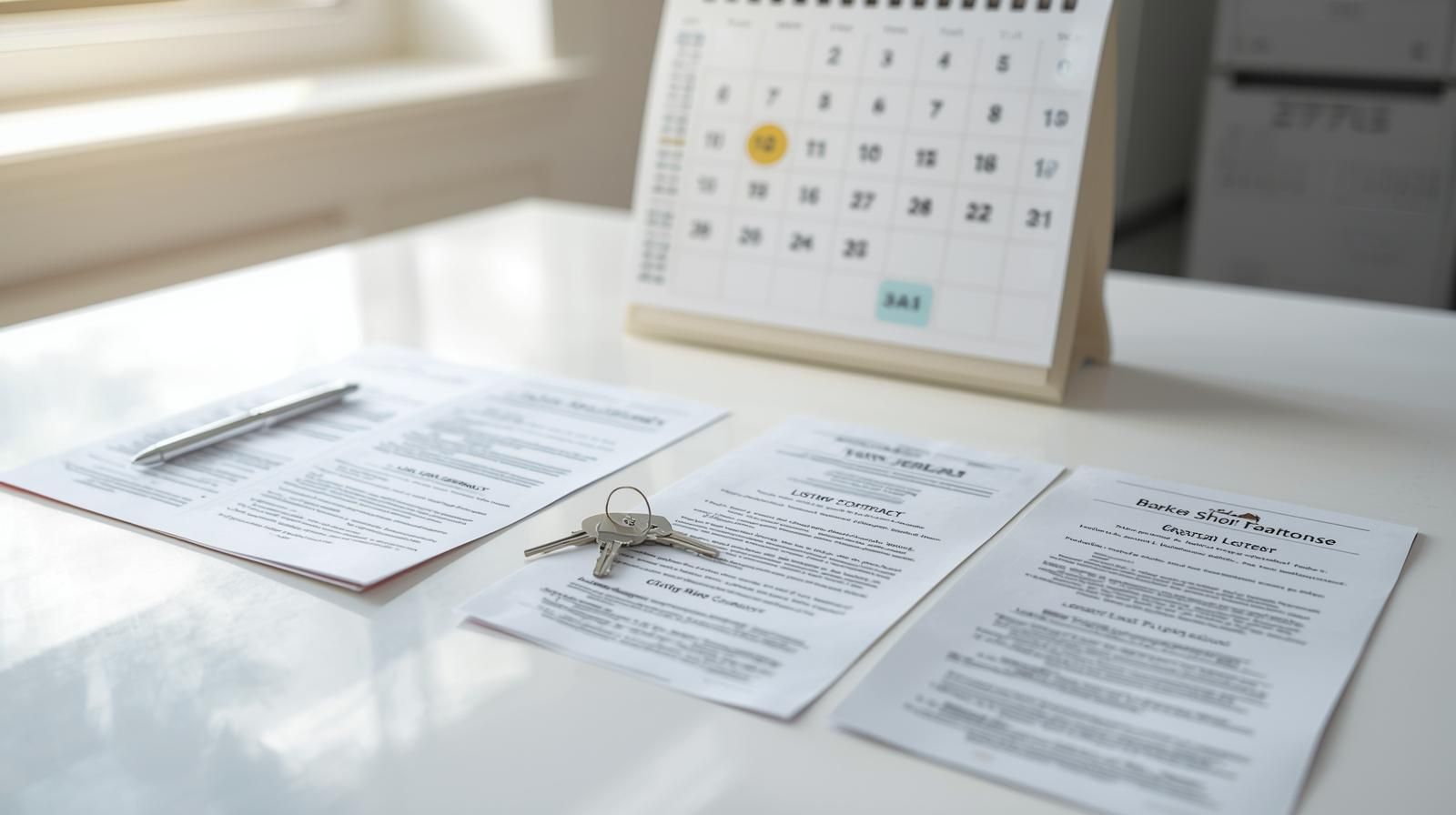 Short sale timeline documents with lender approval letter and house keys on desk, calendar marking 60 day response period in Clifton NJ 2026