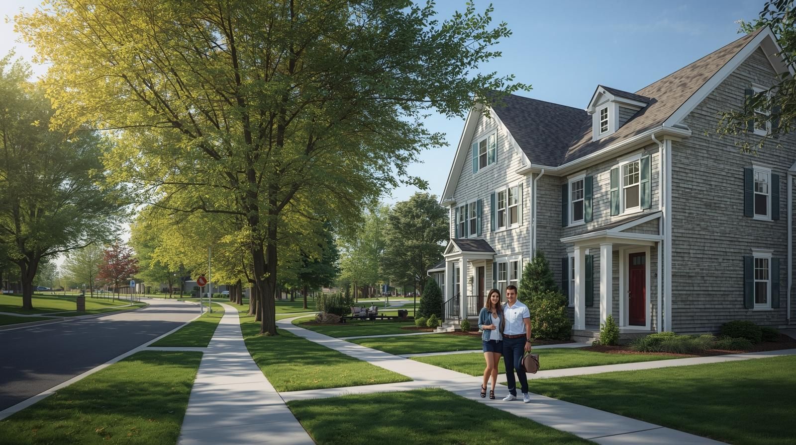 Tree-lined residential street in Athenia Clifton NJ featuring a well-maintained two-family home near Weasel Brook Park, highlighting walkable living and house hacking potential for first-time buyers in Clifton NJ.