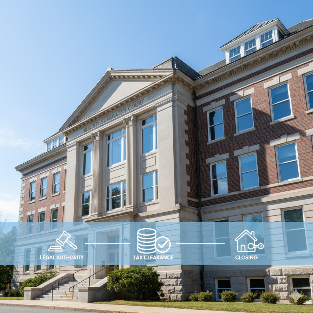 Bergen County Surrogate’s Court in Hackensack NJ illustrating the probate house sale timeline, including legal authority, tax clearance, and closing steps to sell inherited property fast in New Jersey.