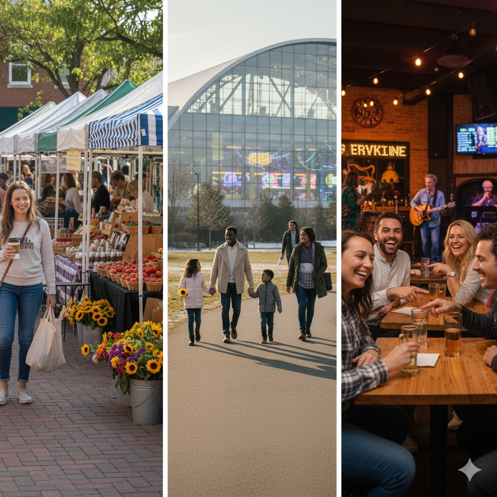 Planning events this weekend near me in Bergen County NJ featuring a morning farmers market, afternoon park visit or indoor attraction, and evening live music or social gathering