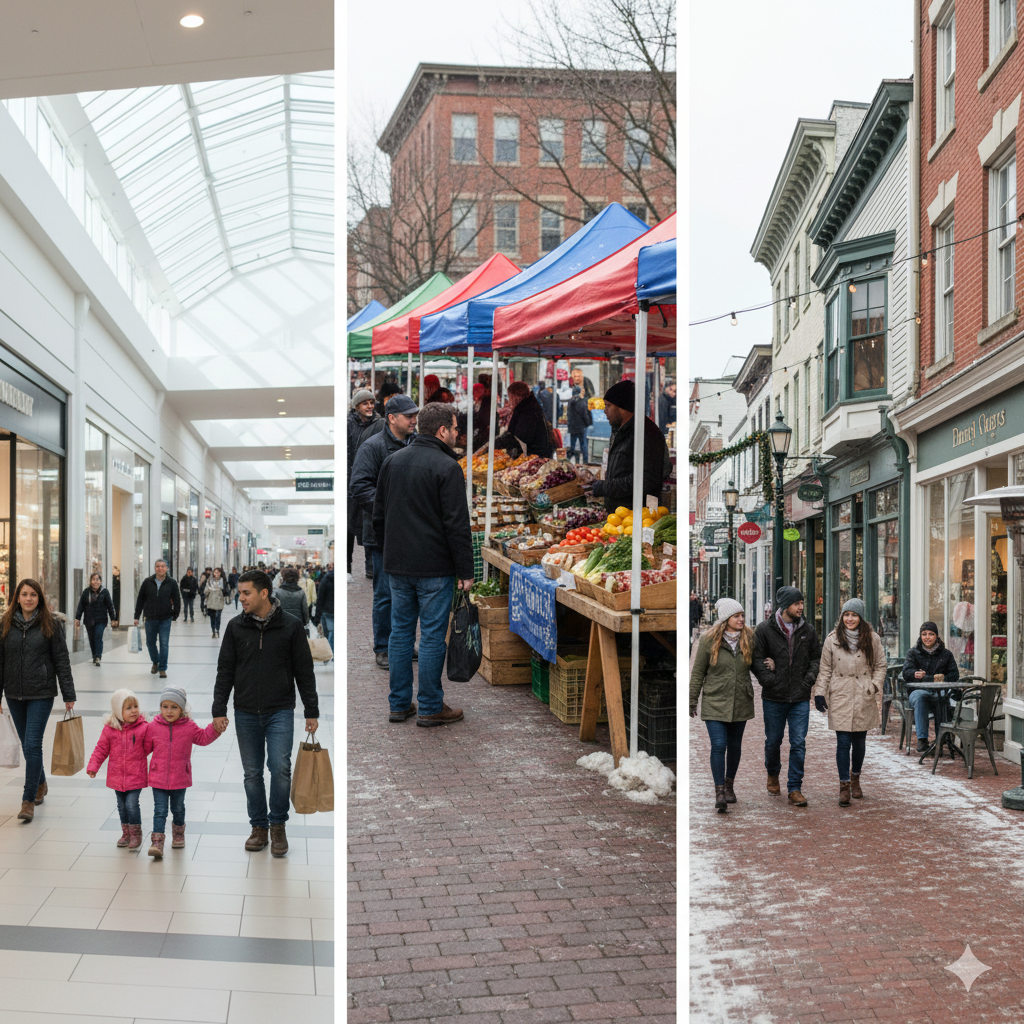 Saturday shopping in Bergen County NJ featuring American Dream Mall, local farmers markets, and downtown boutique shopping for things to do this weekend