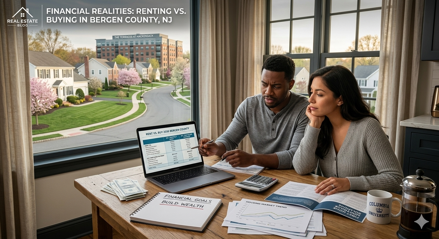 Financial comparison of renting vs buying based on Bergen County NJ home prices in the 2026 housing market