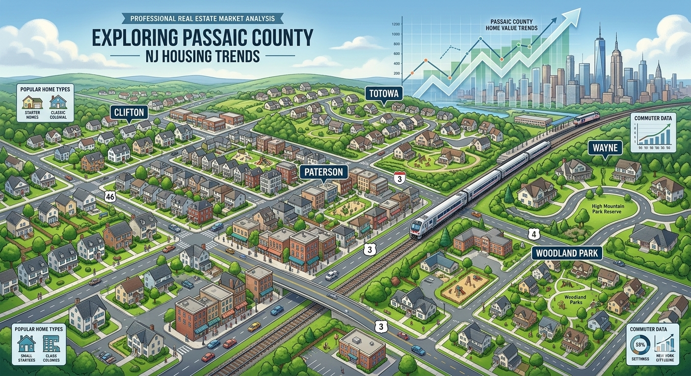 Passaic County housing trends showing neighborhoods in Clifton Paterson Totowa Wayne and Woodland Park