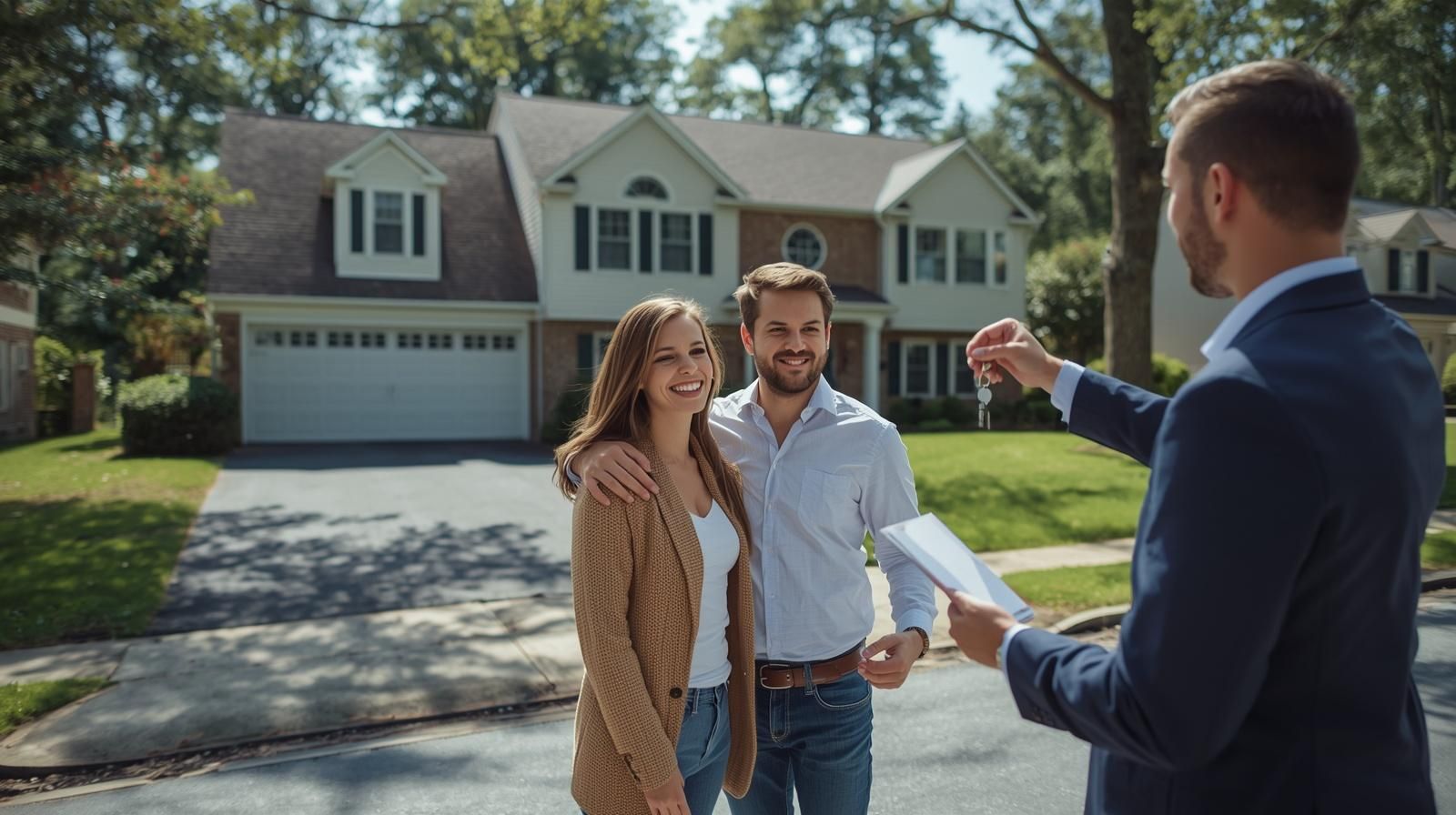 First-time home buyers receiving house keys after closing on a home in Totowa NJ