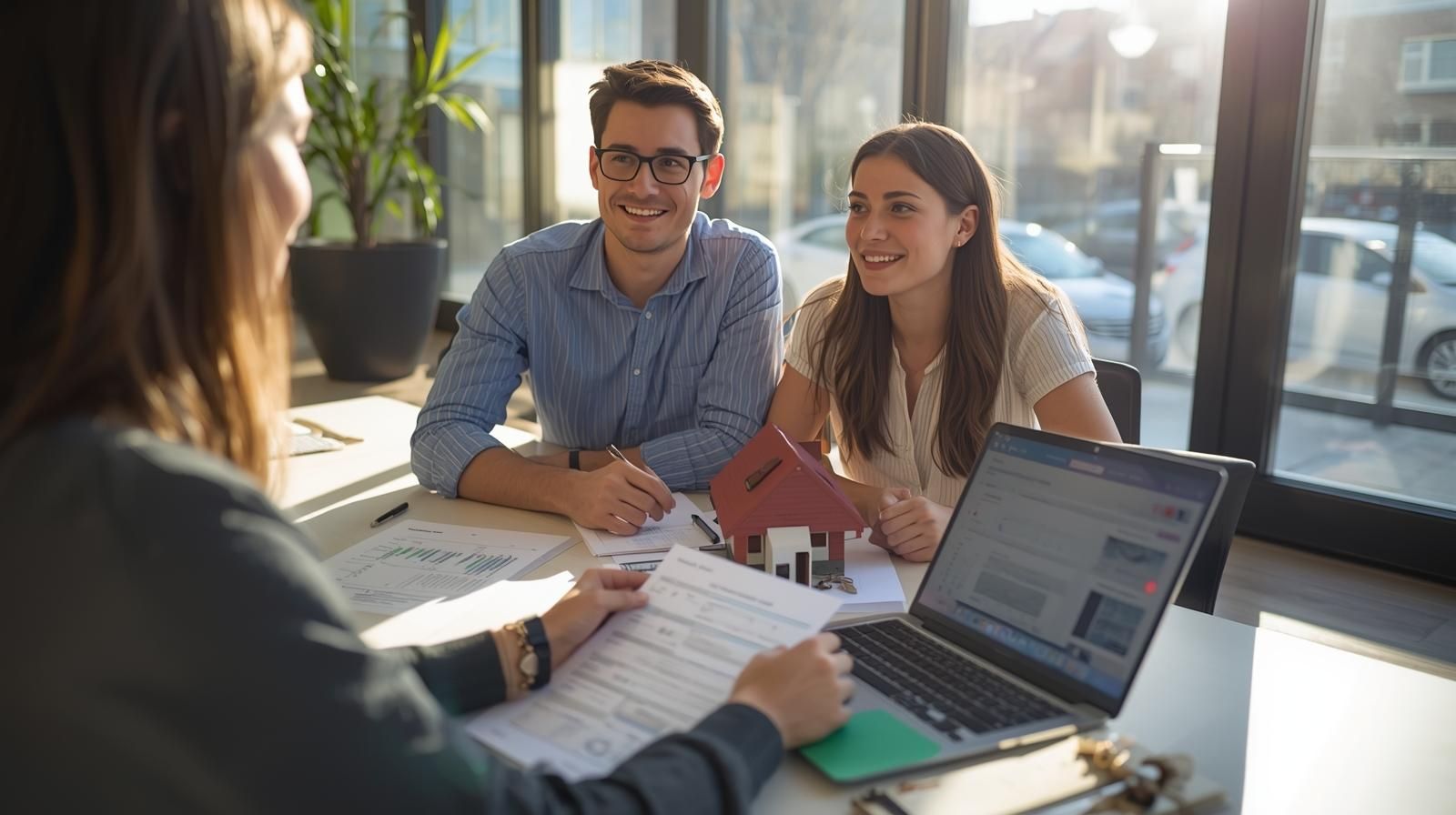 First-time home buyers learning about down payment assistance programs with real estate agent in New Jersey