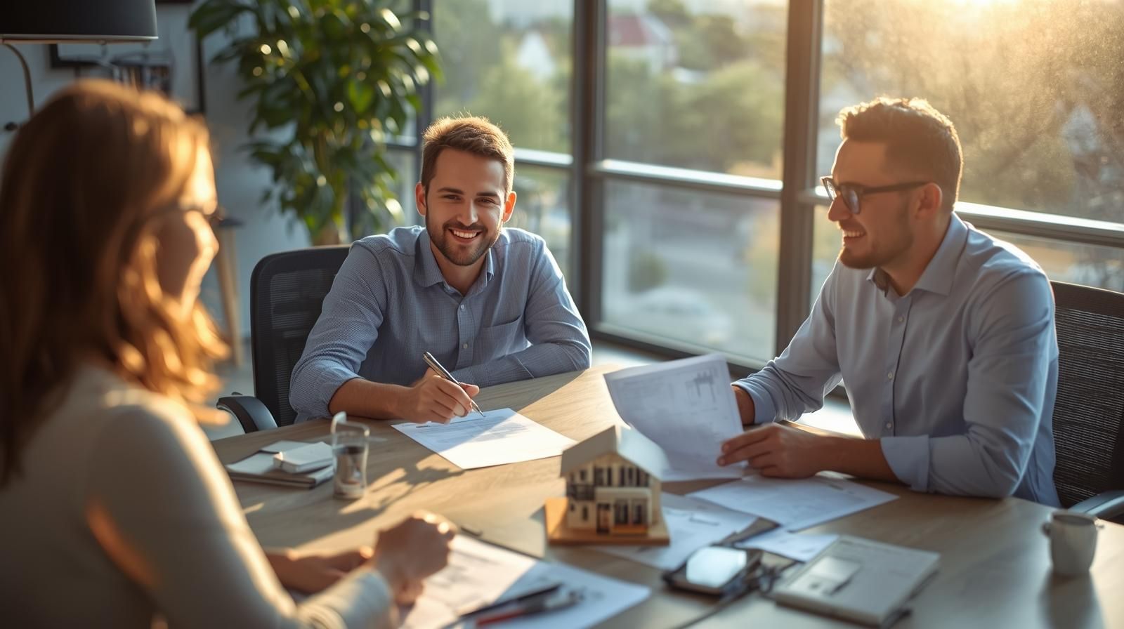 First-time home buyers reviewing down payment assistance programs with real estate agent in North Jersey