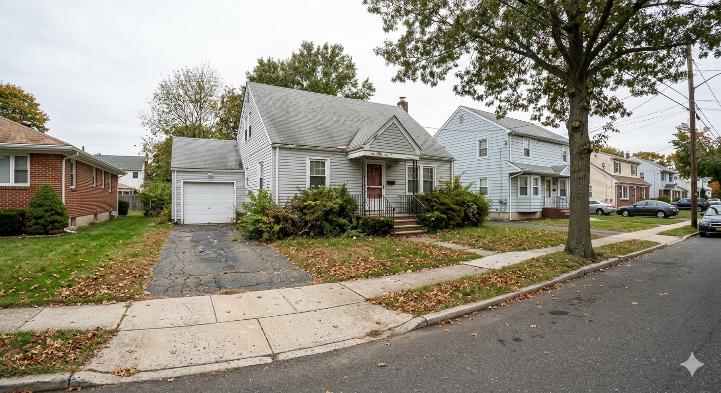 Foreclosure property for sale in Haledon NJ single family home with driveway and garage in a quiet Passaic County neighborhood