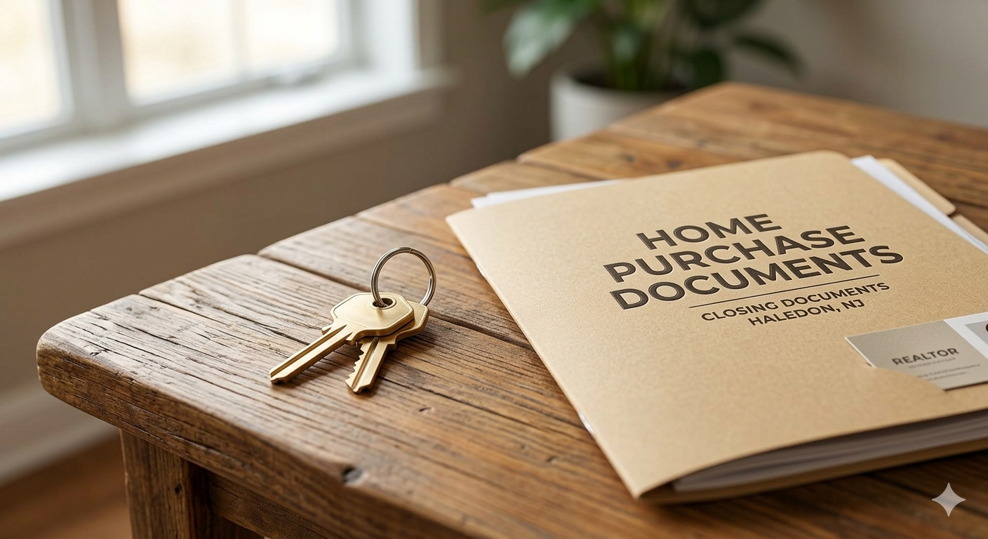 Home purchase documents and house keys representing foreclosure property purchase opportunity in Haledon NJ Passaic County real estate market