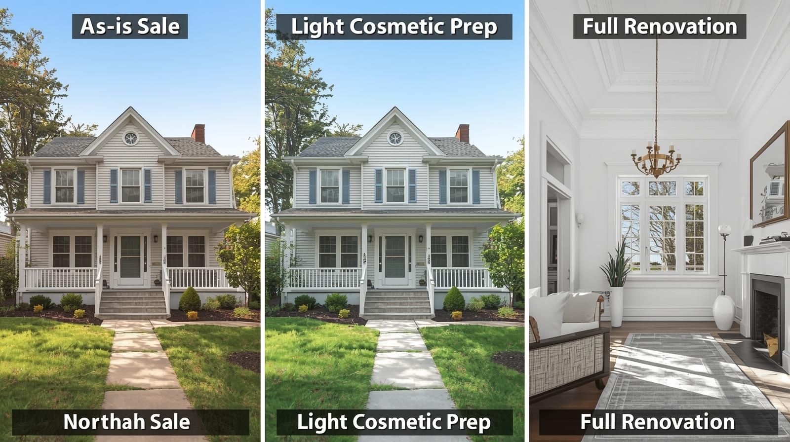 Comparison of as-is sale, light cosmetic updates, and full renovation when preparing to sell an inherited home in NJ.