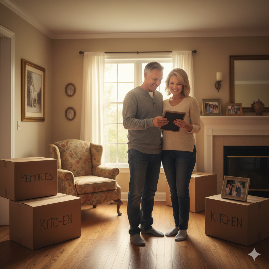 Couple reflecting on memories while preparing to downsize their home in North Jersey