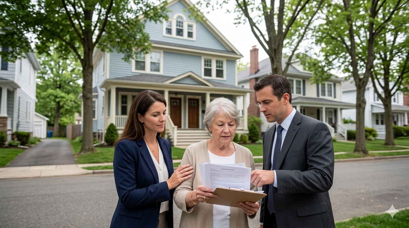 Navigating probate in Passaic County NJ with executor reviewing inherited home paperwork before sale