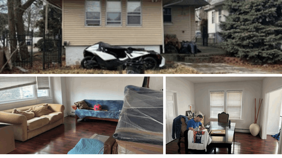 Single family home exterior and interior living spaces in Passaic Park NJ featuring hardwood floors, bright windows, and move-in ready layout near NYC commuter routes