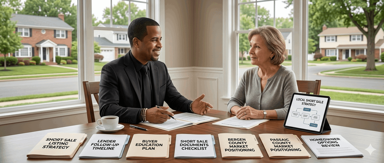 Local short sale realtor reviewing a structured short sale strategy with a homeowner in Bergen and Passaic County, New Jersey.