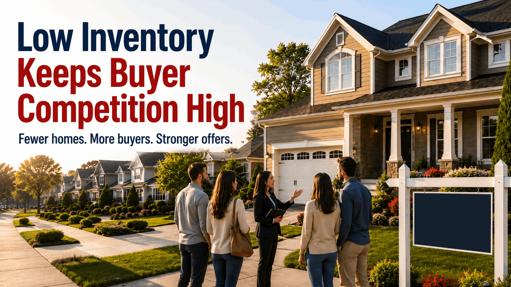 Low inventory keeps buyer competition high in Saddle Brook NJ, showing interested buyers viewing a Bergen County home as fewer homes create stronger offers in 2026.