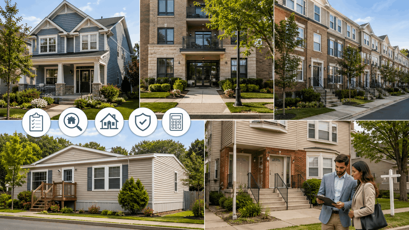NJHMFA eligible home types in North Jersey, including single-family homes, condos, townhomes, manufactured homes, and owner-occupied multifamily properties.