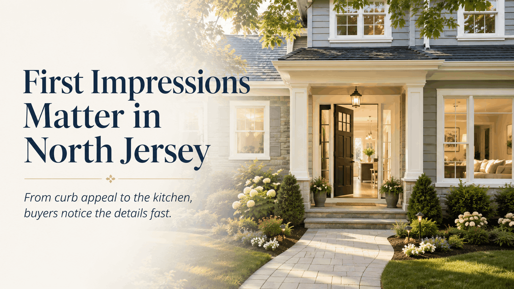 North Jersey home exterior with curb appeal and a welcoming entryway, showing why first impressions matter to buyers.