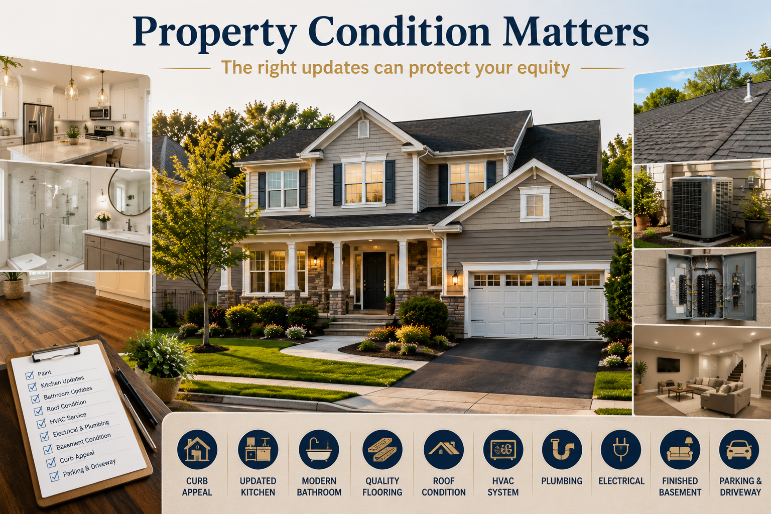 Totowa NJ home with strong curb appeal and property condition updates, including kitchen, bathroom, roof, HVAC, flooring, plumbing, electrical, finished basement, parking, and driveway improvements that can help protect home equity.