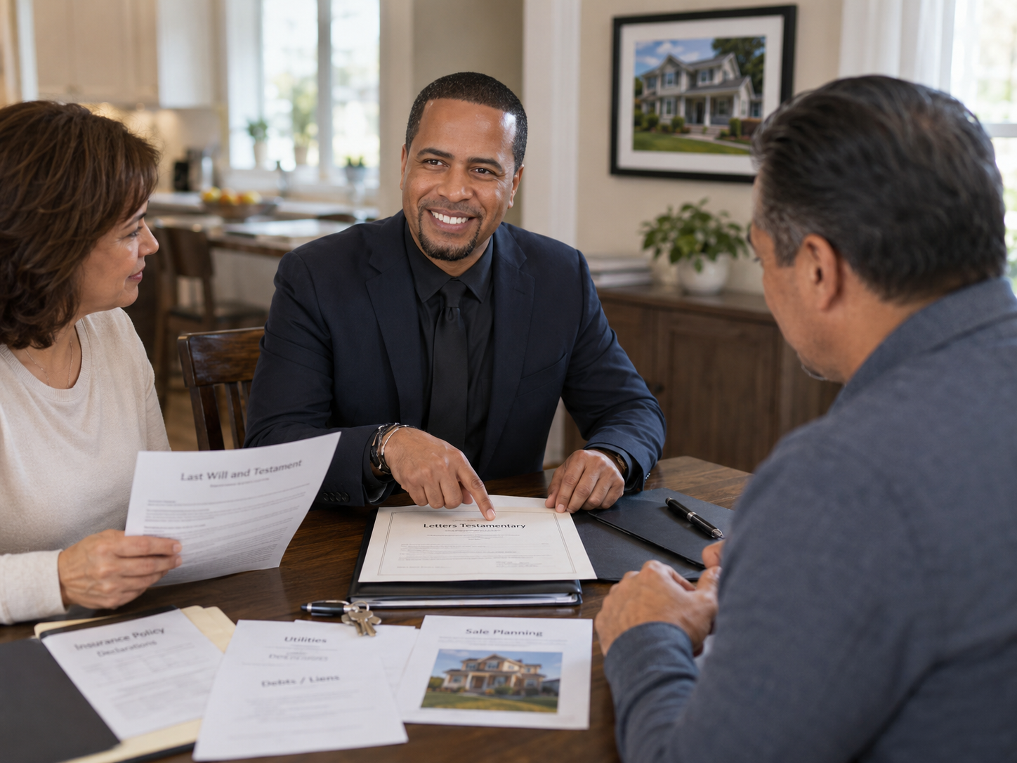 Johnny Rodriguez explains beneficiary vs. executor responsibilities during a New Jersey probate home consultation.