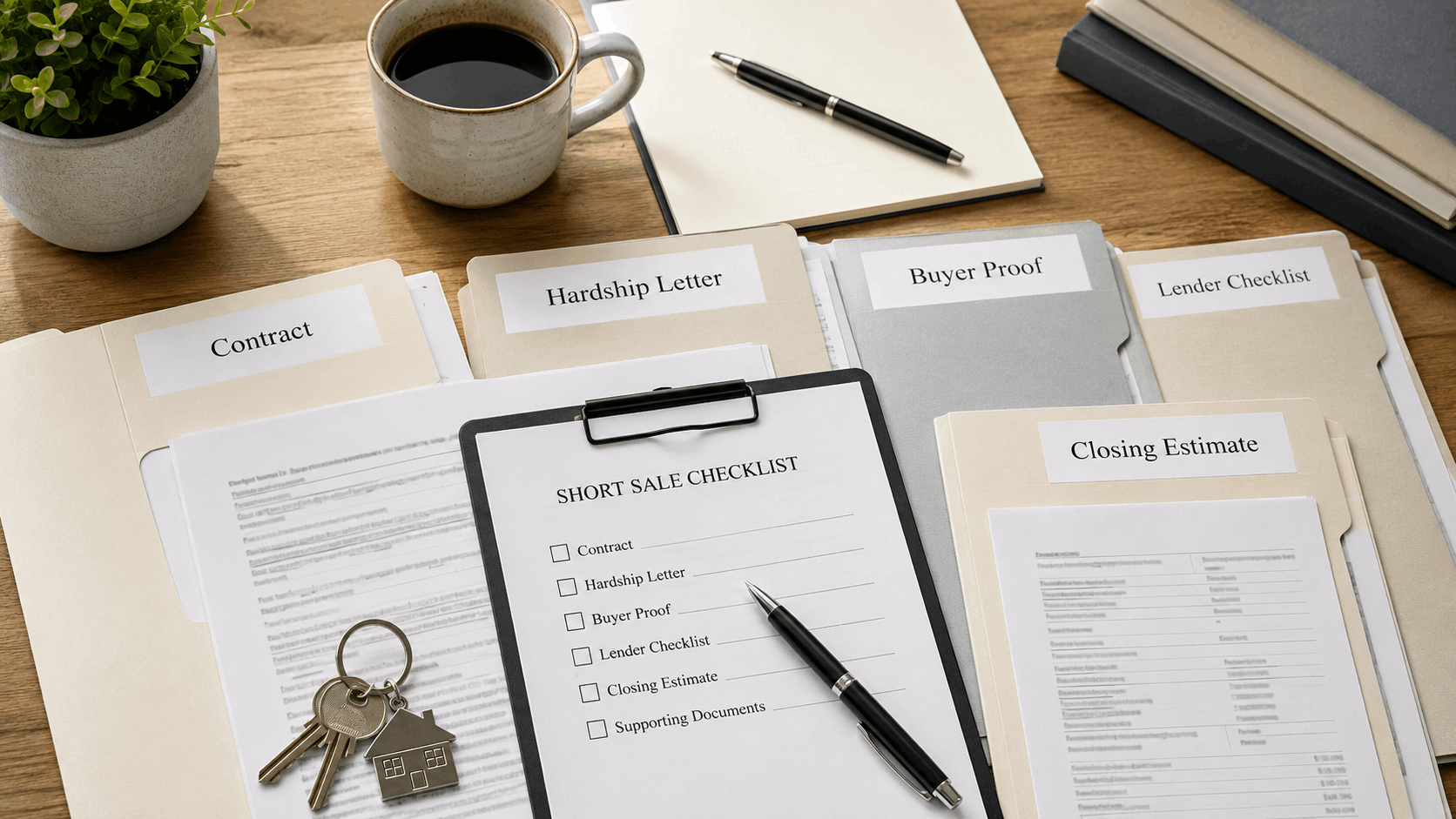 Short sale package documents including hardship letter purchase contract and lender checklist