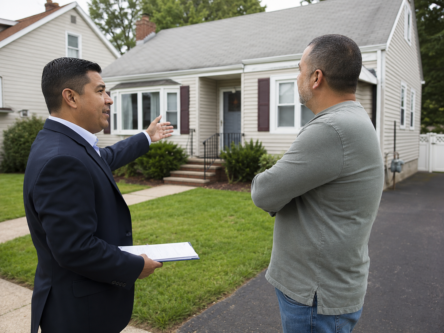 New Jersey homeowner discussing short sale vs foreclosure options with a real estate agent.