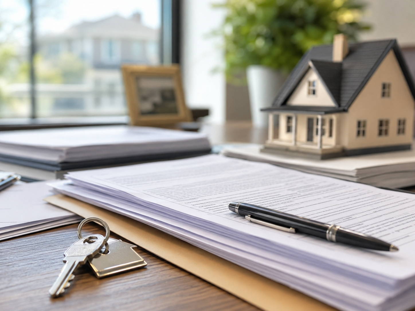 Probate home sale documents with house keys for an inherited property in New Jersey.