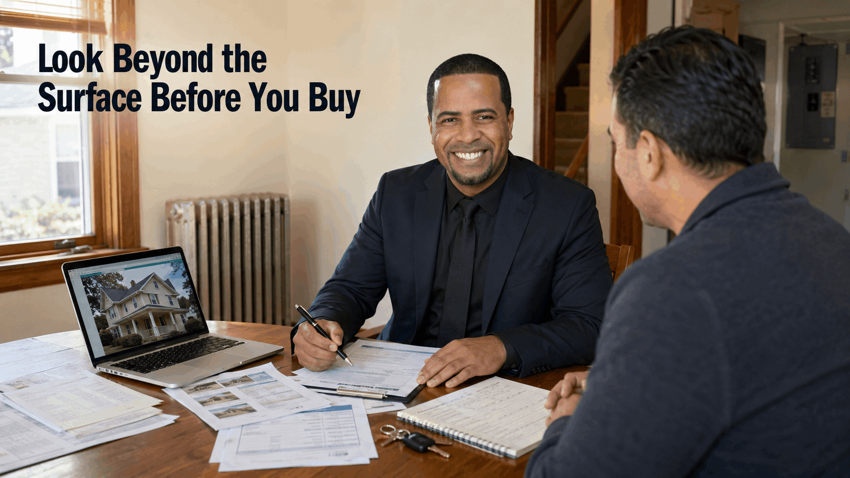Johnny Rodriguez reviewing a Clifton home inspection, taxes, permits, parking, and commute