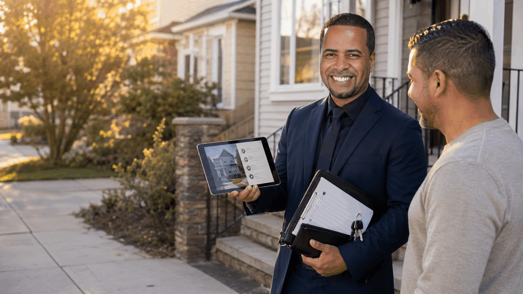 Johnny Rodriguez helping a Passaic County homeowner create a clear property-selling plan.