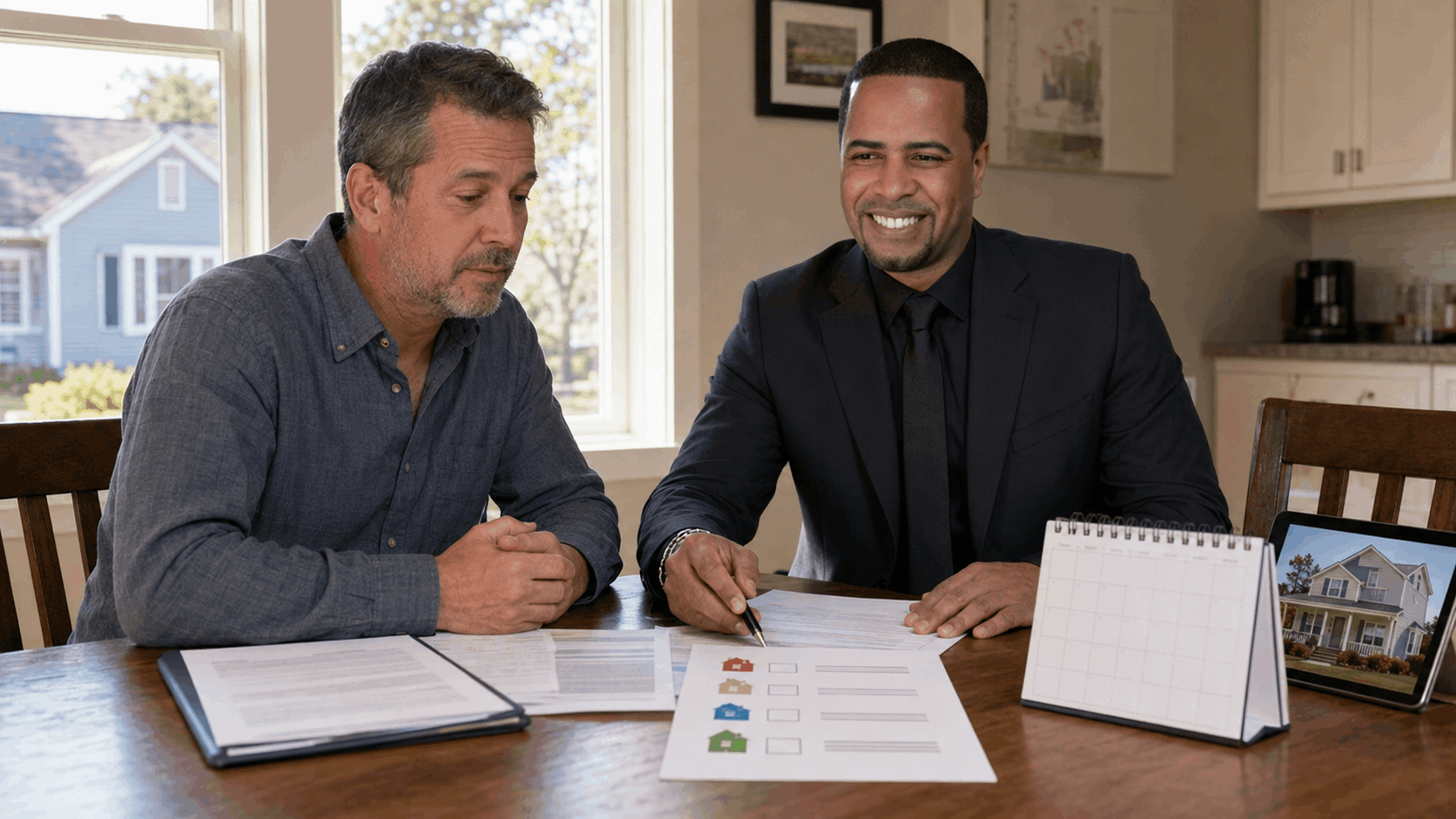 Johnny Rodriguez reviews home-selling options with a North Jersey homeowner facing mortgage pressure.