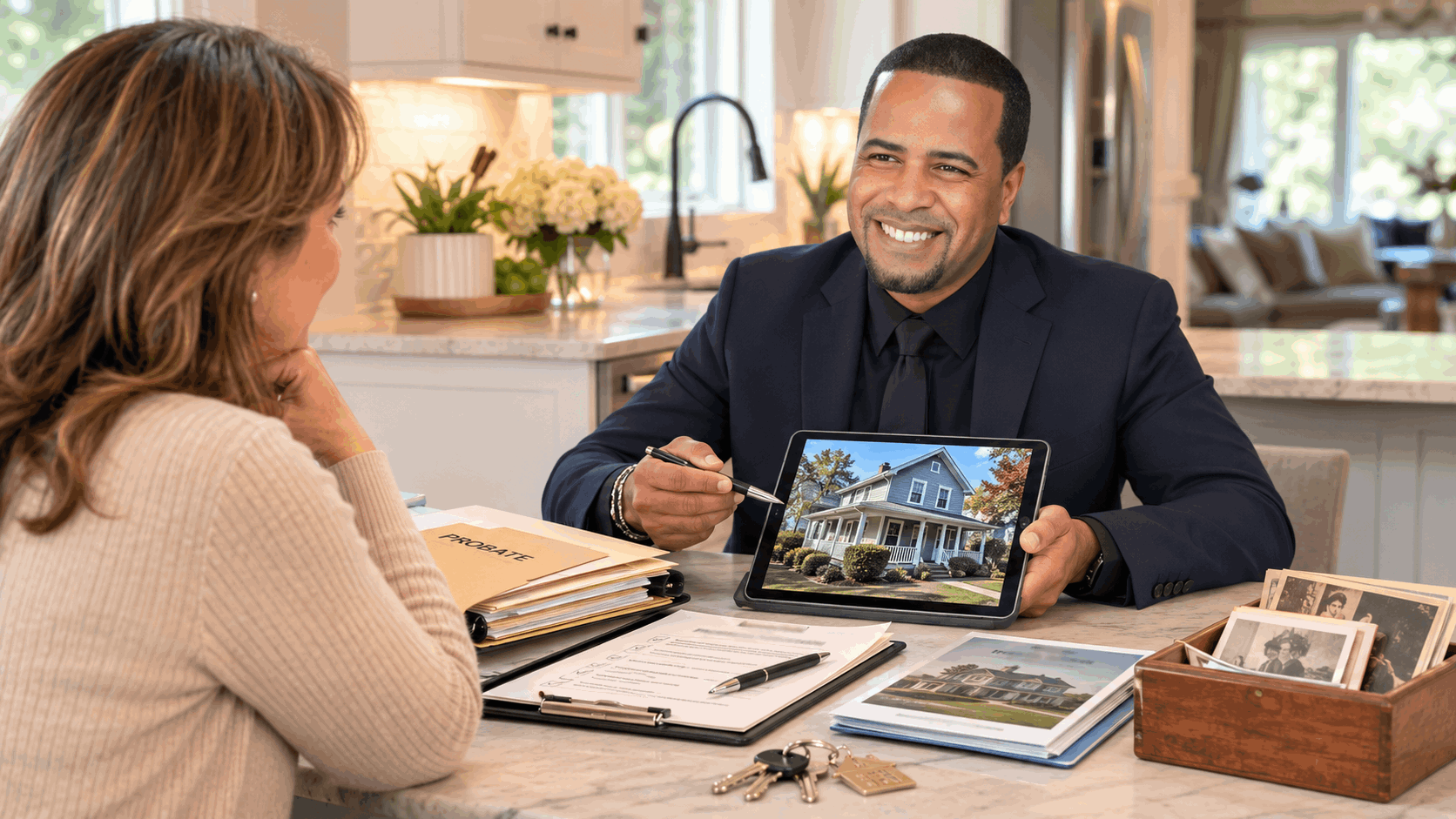 Johnny Rodriguez helps an executor compare options for selling an inherited North Jersey home.