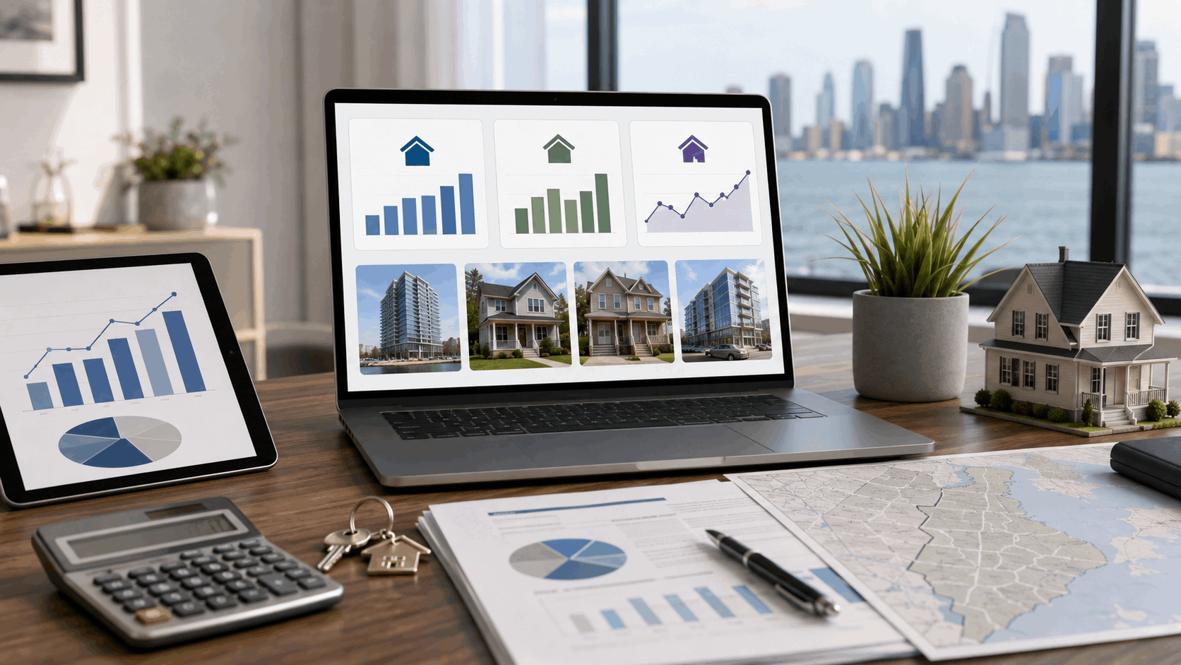 Hudson County real estate market report comparing listing prices, sold prices, and home values.
