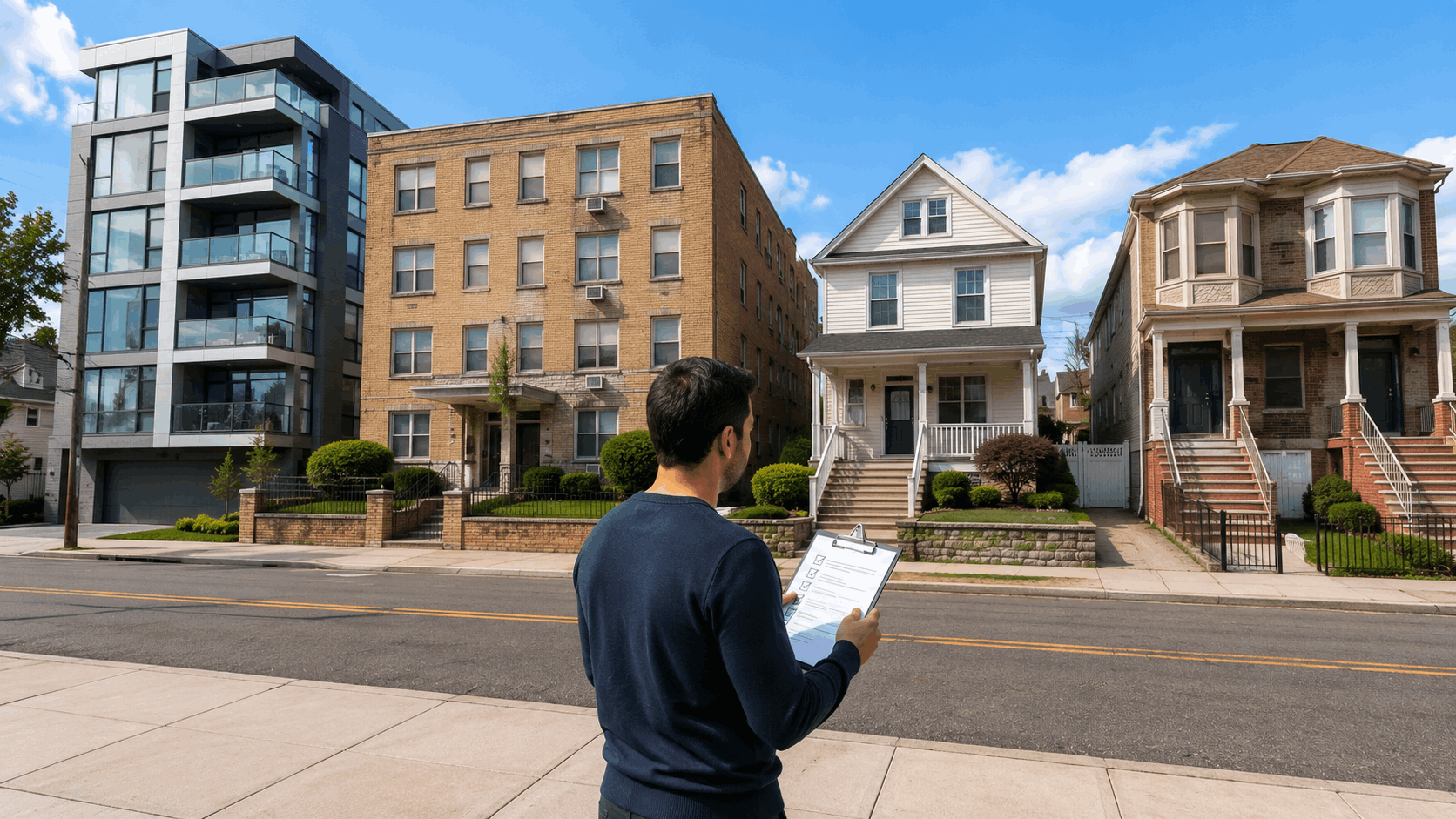 Condo, co-op, single-family, and multifamily home options in Hudson County, New Jersey.