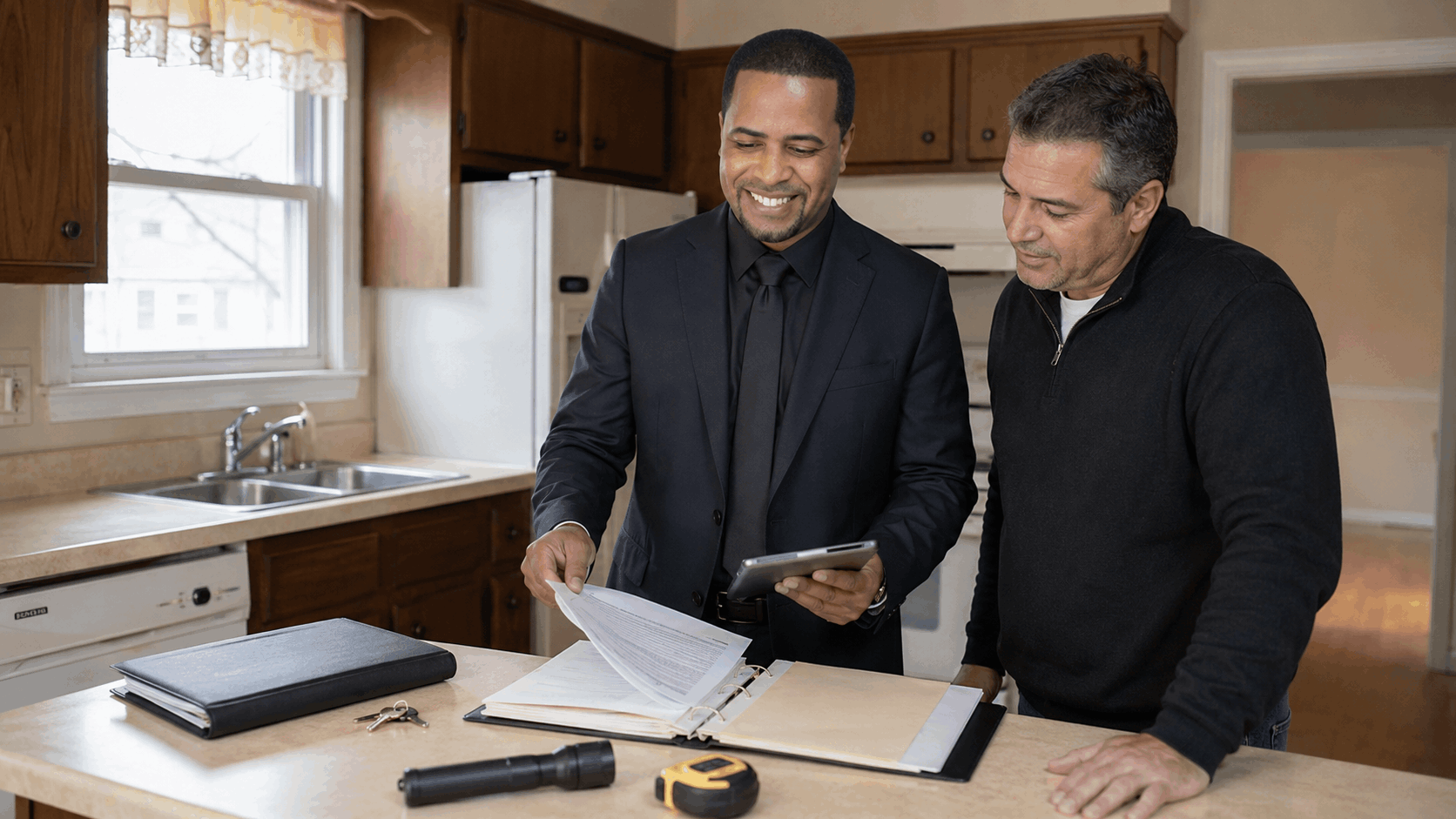 Johnny Rodriguez helping a North Jersey buyer evaluate a probate or short sale property.