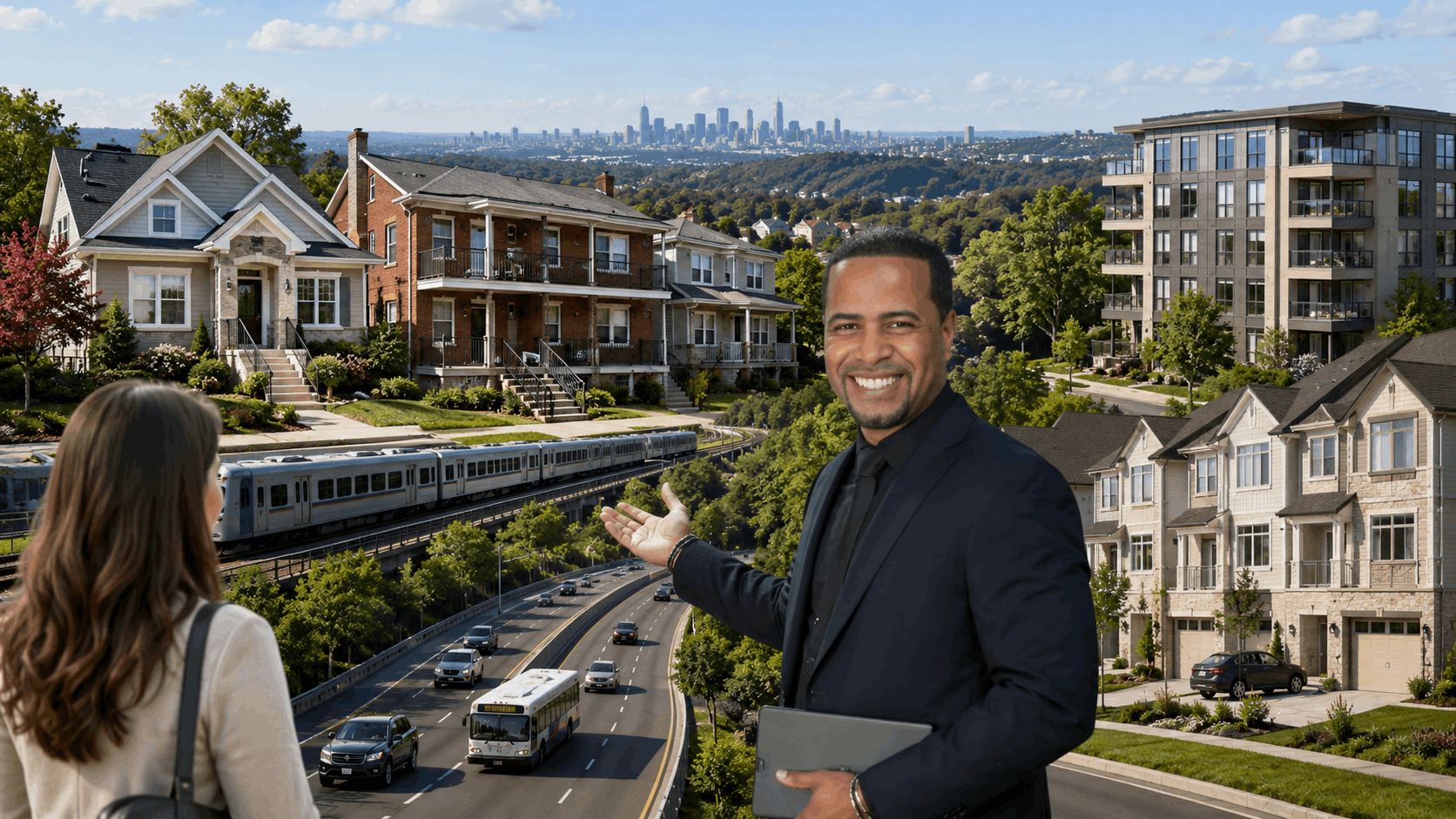 North Jersey real estate agent helping a first-time buyer compare Clifton homes, Paterson multi-family properties, condos, townhouses, and NYC commute options.