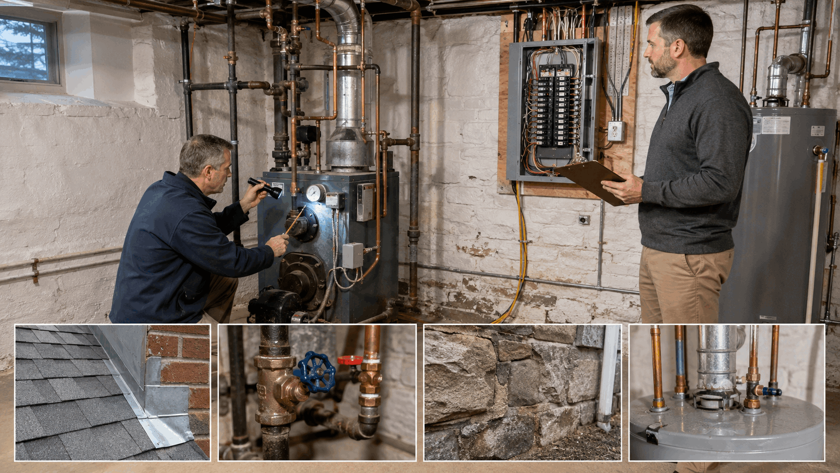 North Jersey multi-family home inspection covering the boiler, electrical panel, roof, plumbing, foundation, and water heater.