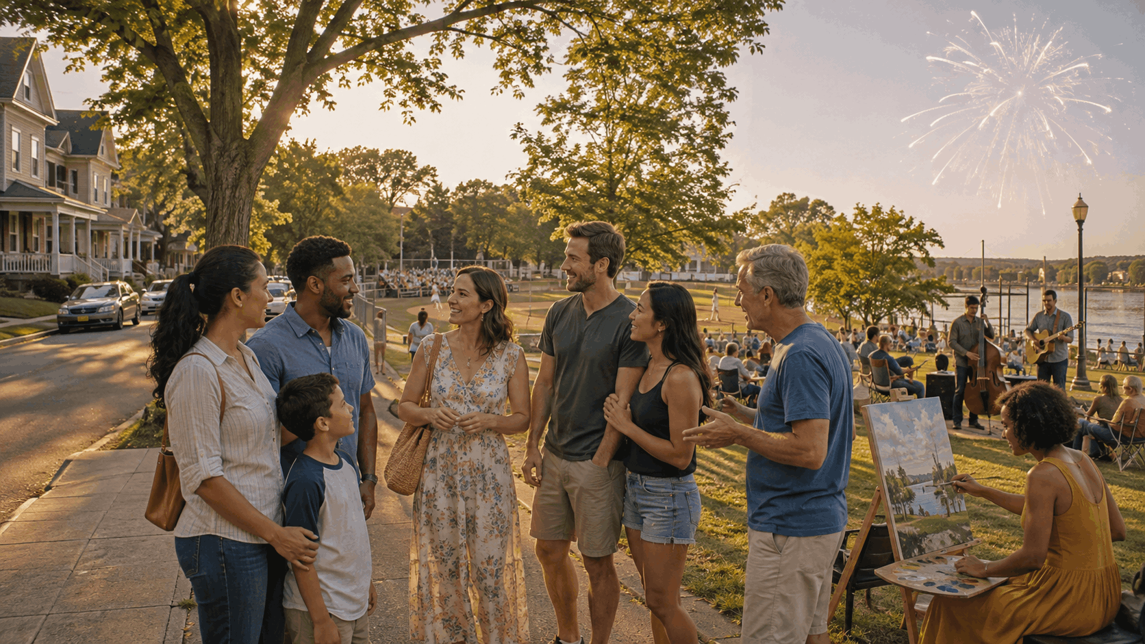 North Jersey families enjoy baseball, live music, outdoor art, waterfront views, and fireworks during a summer weekend.