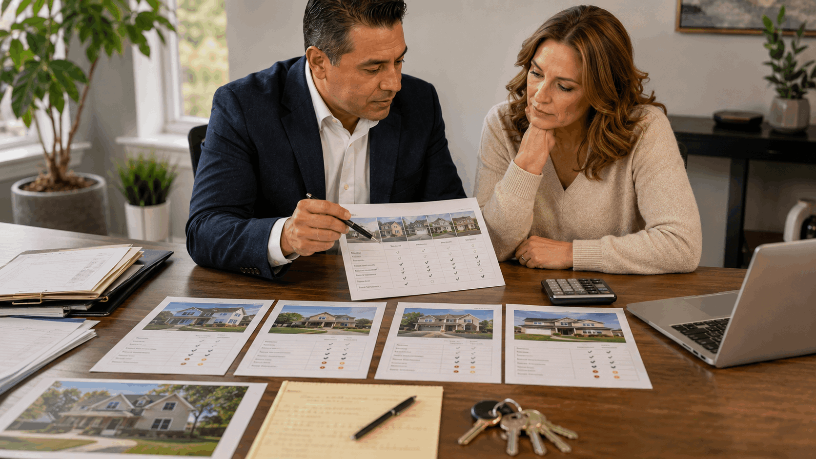 Johnny Rodriguez reviews competing offers for a Passaic County short sale with a homeowner, comparing financing, inspection terms, timelines, and appraisal risk.