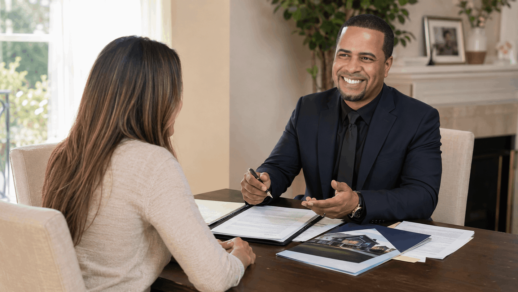 Johnny Rodriguez meeting privately with a Totowa homeowner to review property value, mortgage hardship, short sale options, and loan modification next steps.