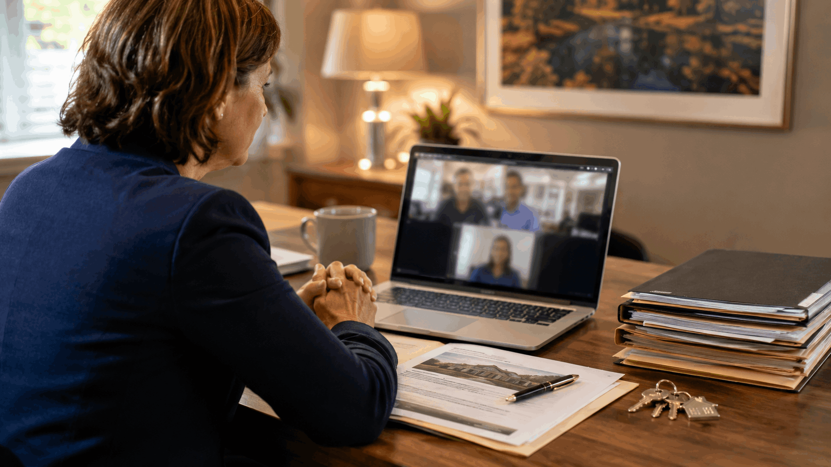 Out-of-state family on a video call with a North Jersey real estate professional discussing an inherited probate home sale.