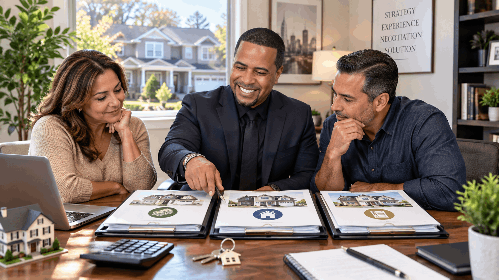 North Jersey real estate professional comparing multiple short sale offers with sellers, including cash, financing, and contingency factors to evaluate the strongest buyer.