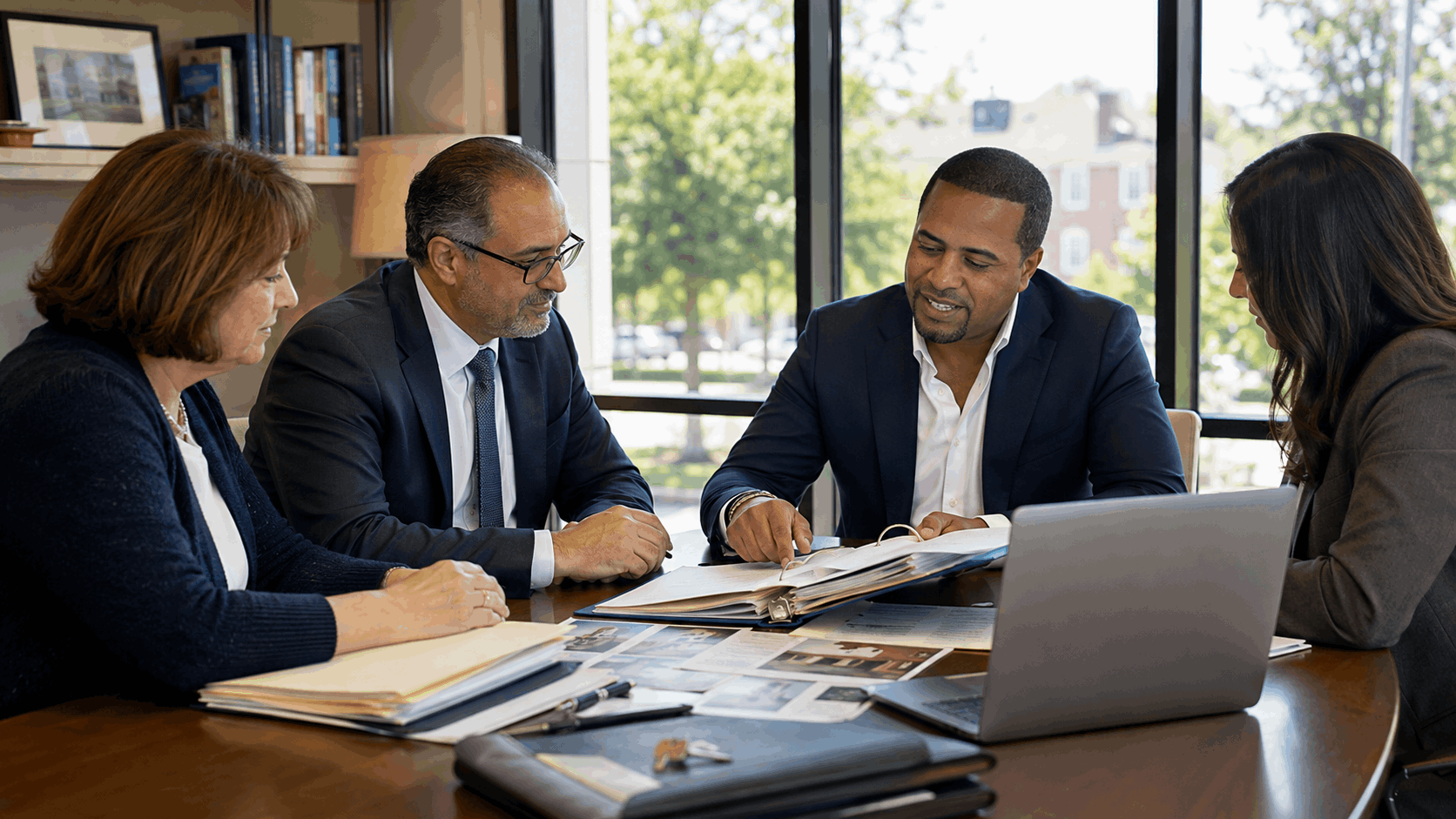 Johnny Rodriguez meets with an executor, estate attorney, and title professional to review probate documents and a North Jersey home sale timeline.