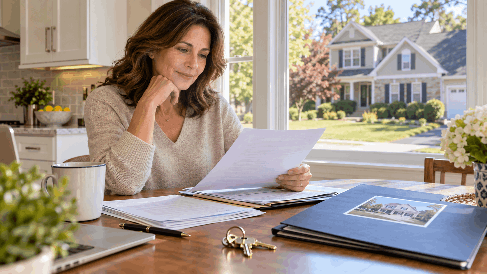 North Jersey family member reviewing estate documents and house key while preparing to sell an inherited home in New Jersey.