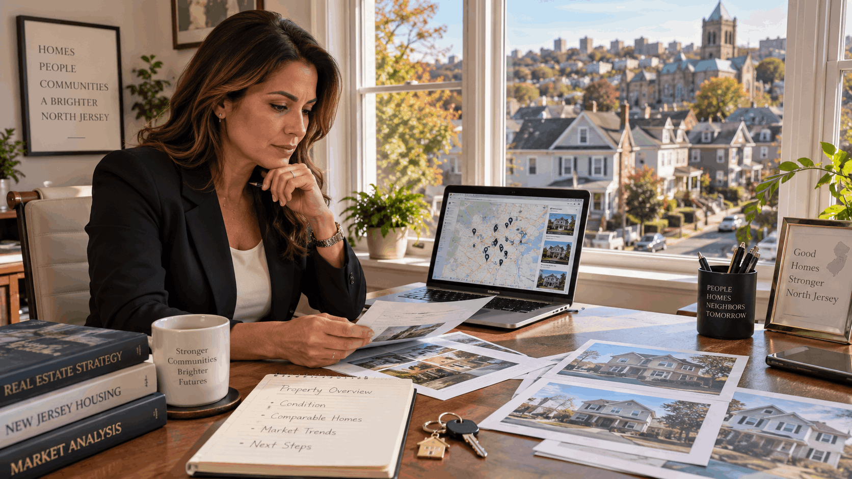 North Jersey real estate professional evaluating an inherited property using recent comparable home sales, valuation notes, property photos, and a local market map.